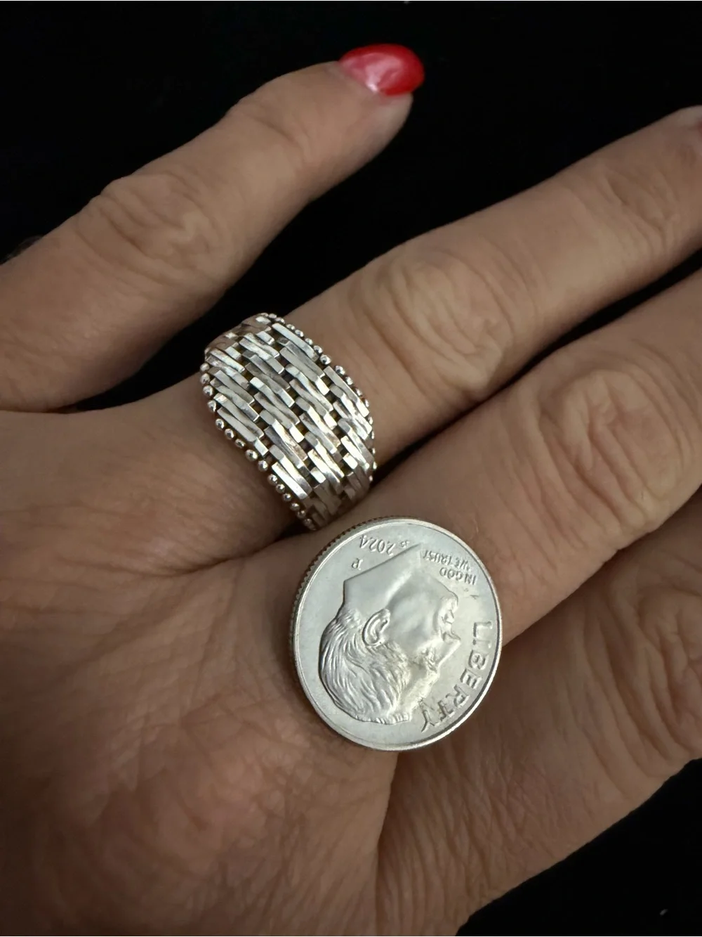 MILOR Italy sterling silver wide band ring